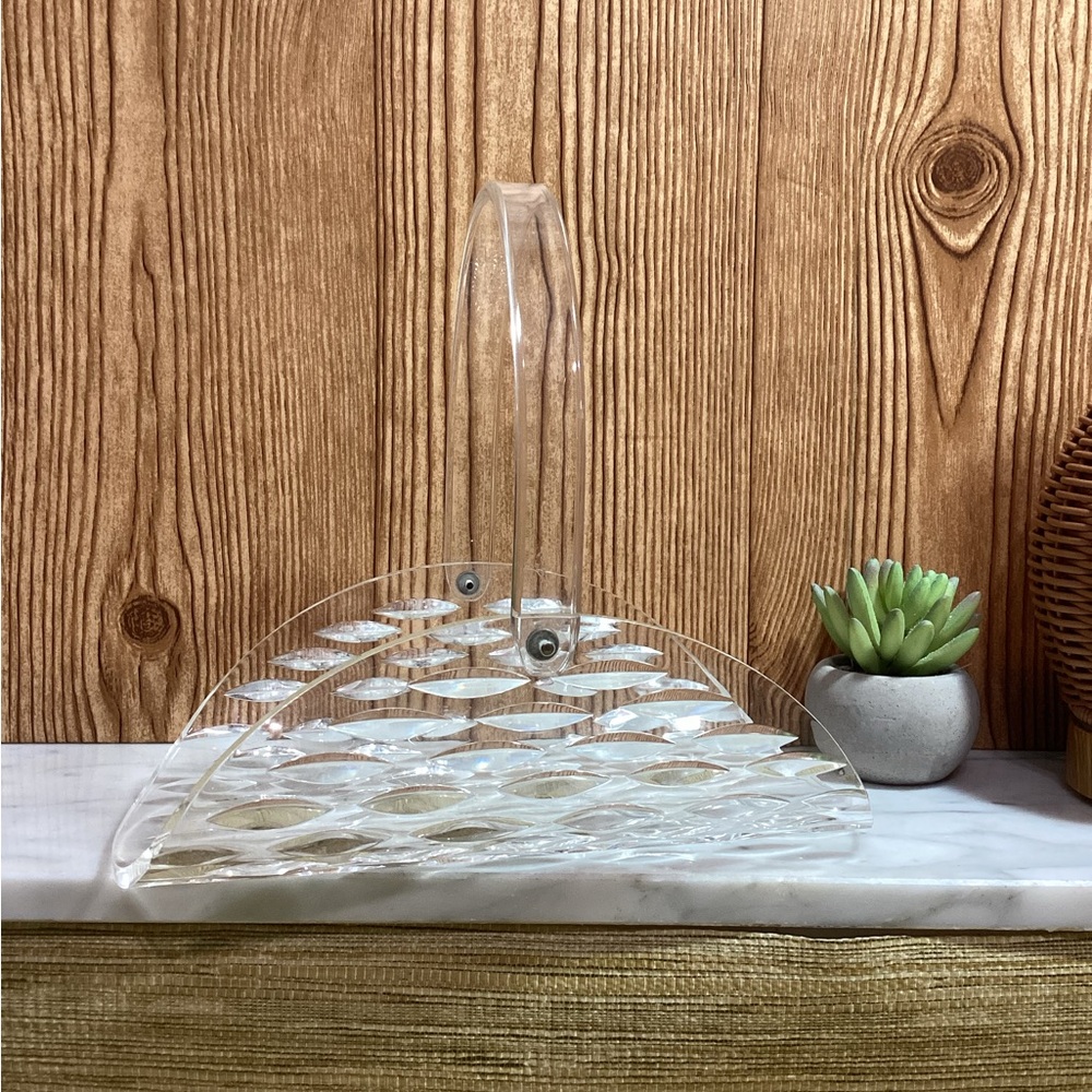Vintage Rare MCM Diamond Cut Lucite Napkin or Hand Towel Holder